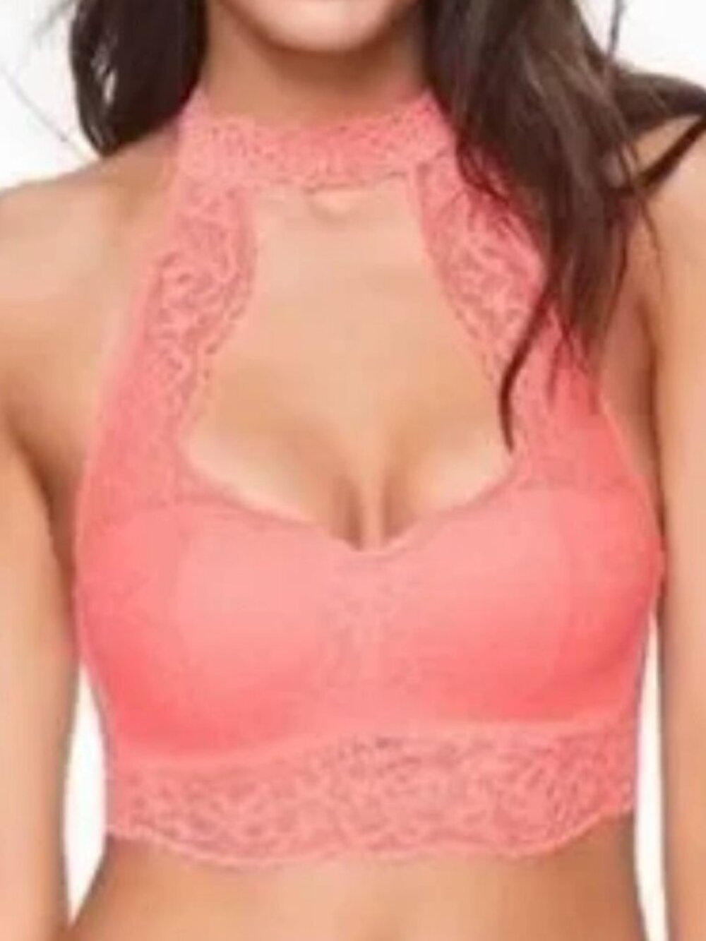 Victoria's Secret PINK Lace Push-Up Choker Halter Bralette size small